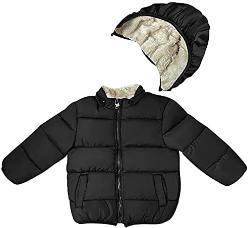 Tricycle Clothing Kids Boys & Girls Unisex Warm Full Sleeves Quilted Furr Jacket With Hood (2-3 Years, Black) 1