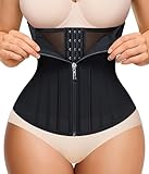 Nebility Waist Trainer for Women Zipper Corset Shapewear Tummy Control Mesh Waist Cincher Faja Body Shaper(Medium, Black)