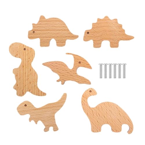 Wooden Animal Drawer Knobs,Dinosaur Decorative Kids Drawer Pulls - Unique Wood Knob, Delicate Bedroom Decorative Drawer Pulls, for Wardrobe & Children's Room