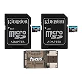 Kingston 128GB MicroSDXC Canvas Go Plus Memory Card (2-Pack) Bundle with All-in-One High Speed USB 2.0 Card Reader Compatible with Mac and PC Systems (3 Items)