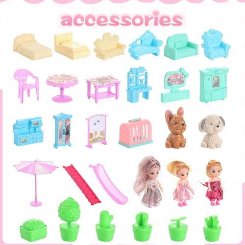 image for Randhar Doll House for Girls with Lights, 3 Dolls, 4 Floors -13 Rooms,