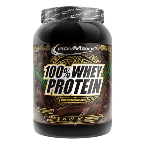 IronMaxx 100% Whey Protein Pulver 900g - Dark Ecuador Chocolate | Cremiger Eiweißshake mit BCAAs & EAAs | High Protein, Low Carb & zuckerarm | Ideal für Muskelaufbau & Fitness