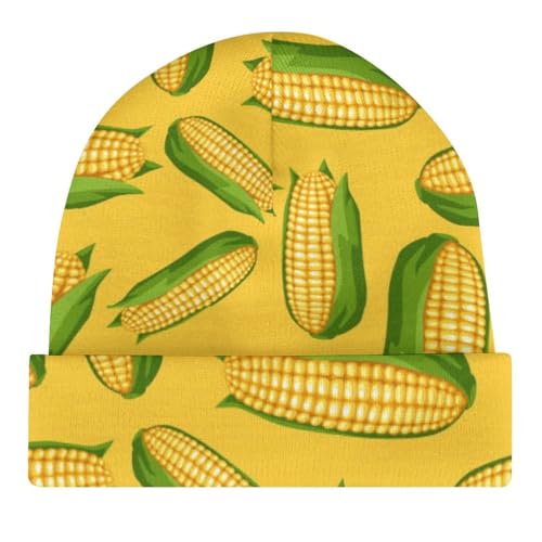 Fresh Ripe Corn Cobs Pattern Kids Beanie Hat for for Girls Boys Children Cap Winter Knitted Chemo Cancer Headwear Accessories Gifts Decoration Black4