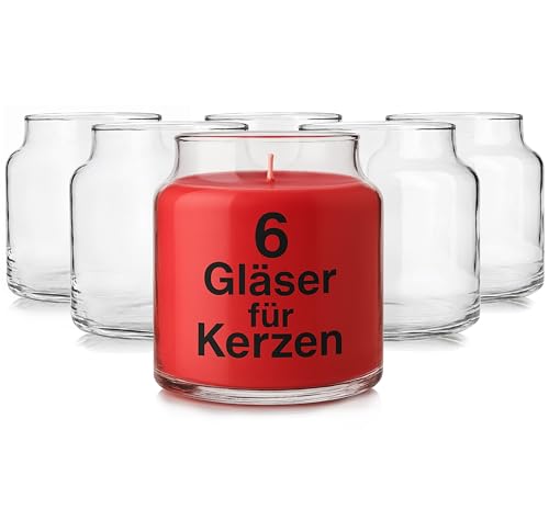 Glasmark KROSNO 1992 Lot De 6 Pots en Verre Transparent Pour Fabrication de Bougies Bricolage 635 ml