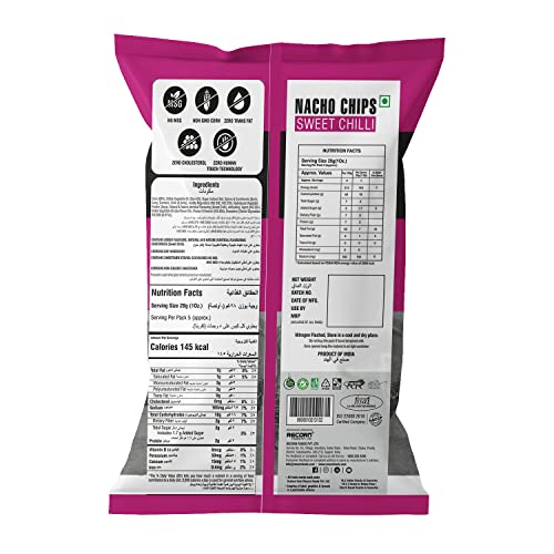 Image of Makino Corn Chips Nachos Sweet Chilly Flavor (Pack of 6 x 150g) | Healthy Snacks with 40% Less Fat | Crunchy & Fresh Corn Nachos | Gluten-Free, No MSG, Zero Trans Fat