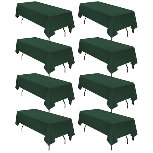 8 Pack Polyester Tablecloth 60 X 102 Inch Hunter Green Tablecloth For 6 Ft Rectangle Tables,Stain And Wrinkle Resistant Washable Fabric Table Covers Polyester Table Clothes For Wedding Parties Banque