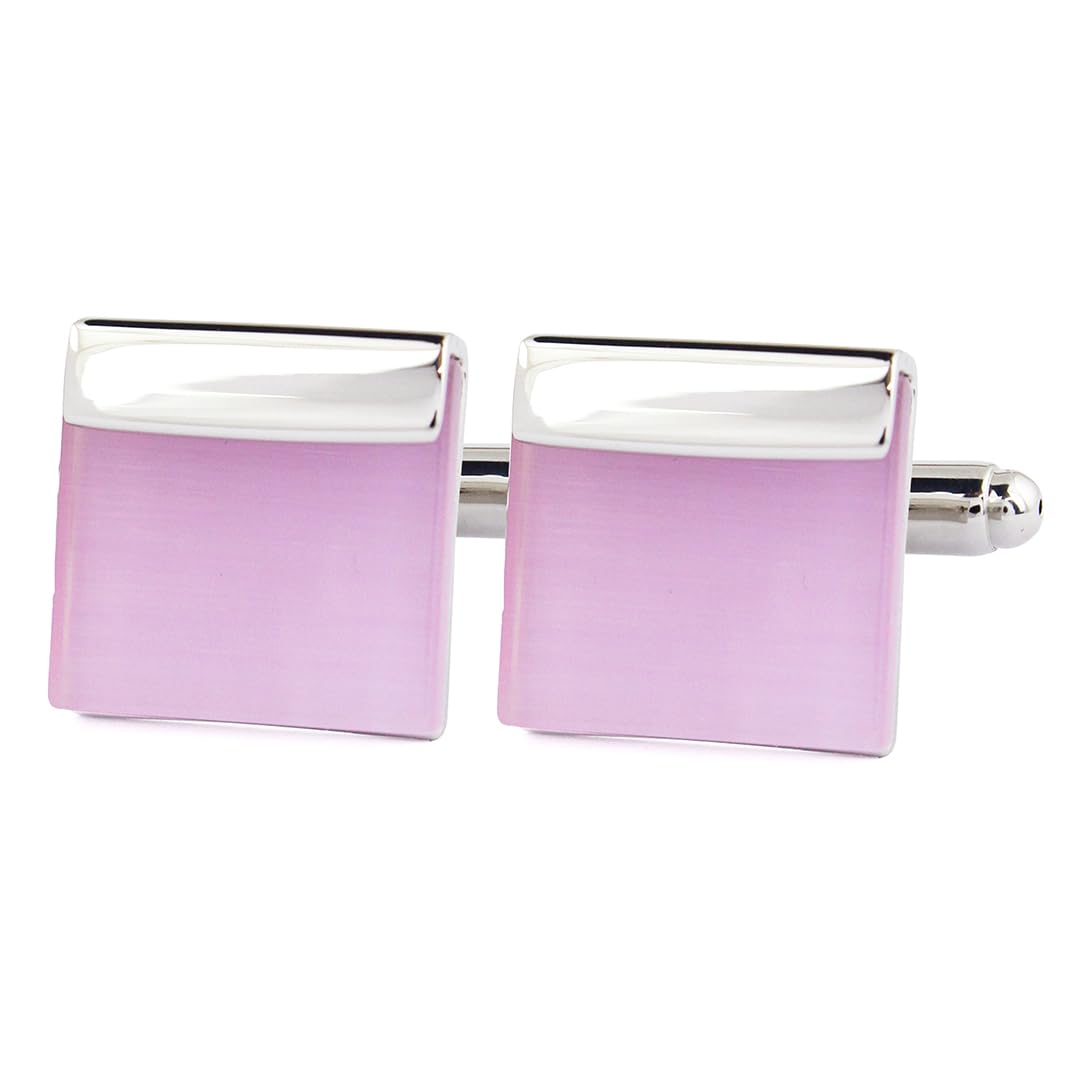 Square Cat's Eye Stone (Pink) Cufflinks for Men-image-21