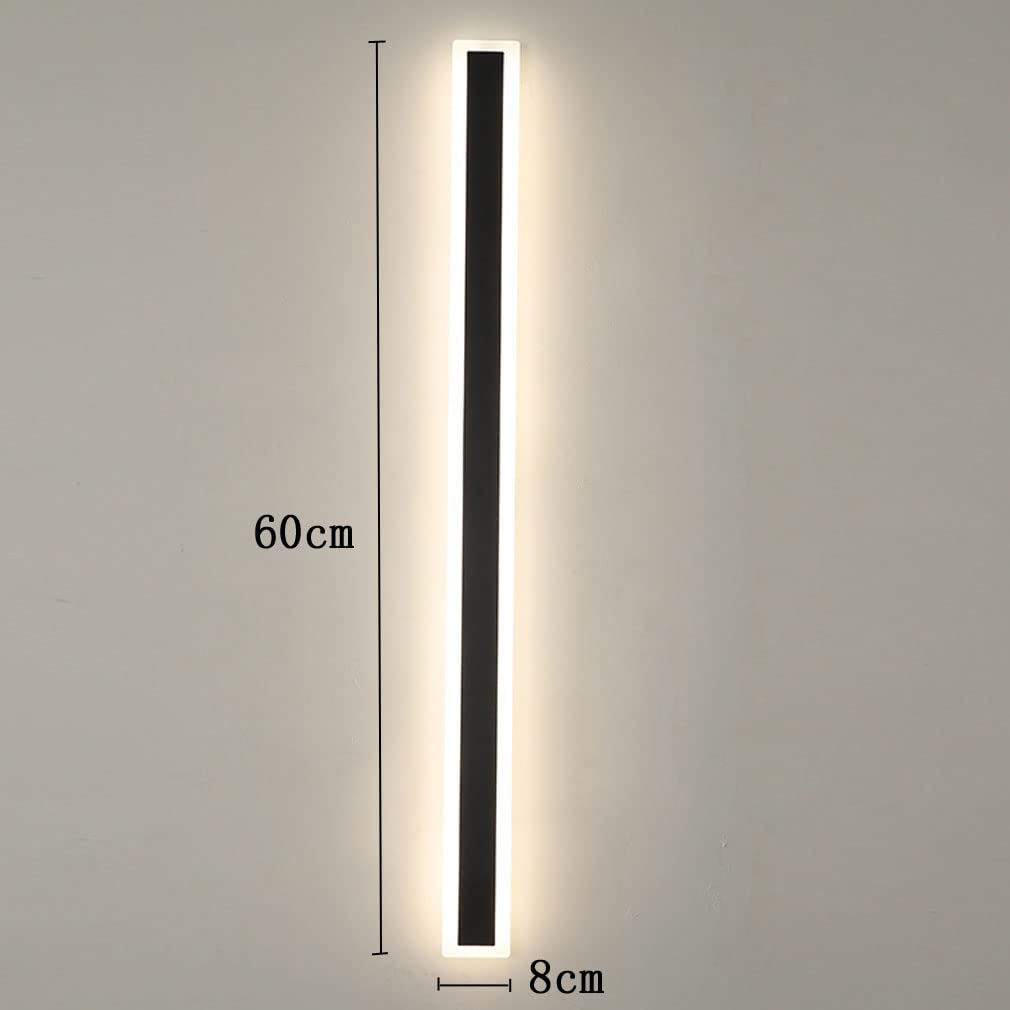 Außenleuchte LED Lang Wandleuchte Aussen Edelstahl mit Fernbedienung Dimmbar Wasserdicht IP65 Wandlampe Innen Schwarz Beleuchtung Wand Deko Indirekt für Garten Flur Terrasse Treppe Badezimmer,60cm