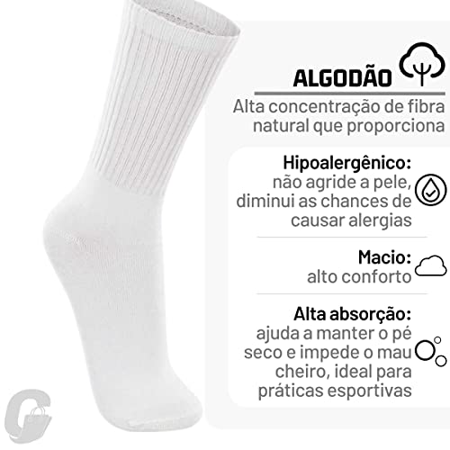 Kit 6 Pares Meia Lupo Sport Cano Longo Algodão Adulto | 3 Brancas - 3 Pretas | 41-44 | 03292-089_150