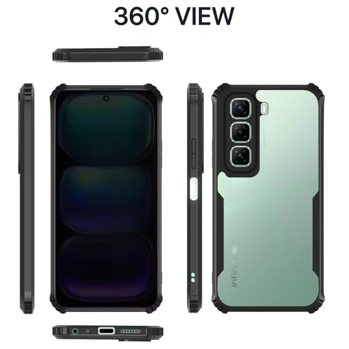 Image of Pikkme Crystal Clear Transparent Back Cover | Ultra Hyrbid | Full Camera Protection | Raised Edge | Bumper Case for Infinix Hot 50 (Black)