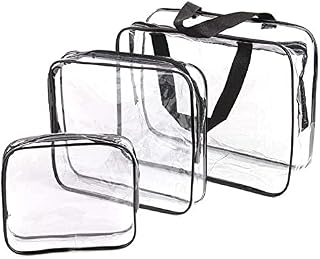 3 in 1 Clear Toiletry Bag with Zipper Travel Luggage Pouch Waterproof Toiletry Travel Bag Clear PVC Travel Bag Wash Bag Organizer Cosmetic Makeup Bags for Travel Bathroom Hospital, Transparent - 3Pcs