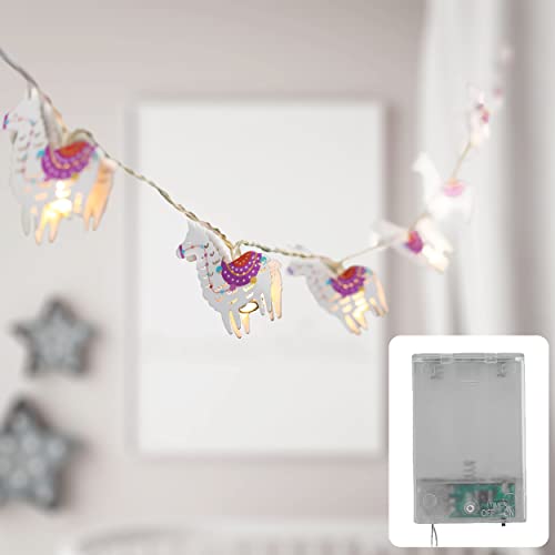 CozyHome Lama Lichterkette kinderzimmer 20 LED 5m warmweiß timer und batterie | Lichterkette kinderzimmer junge lichterkette kinderzimmer mädchen | Alpaka Deko mädchenzimmer licht bunt ohne Stecker