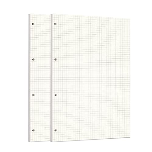 Zelten 2 Pack A4 90 Sheets/180 Pages Squared Loose Leaf Punched Paper Refills Paper for 4 Hole Binder Personal Organizer Diary Notebook Refillable Planner