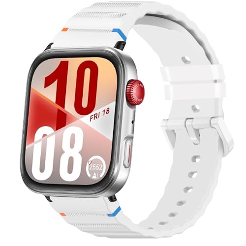 Lamshaw Compatible with Huawei Watch Fit 4 Pro Bands, New Silicone Woven Line Adjustable Replacement Strap Compatible with Huawei Watch Fit 4 Pro, Fit 4, Fit 3 (White)
