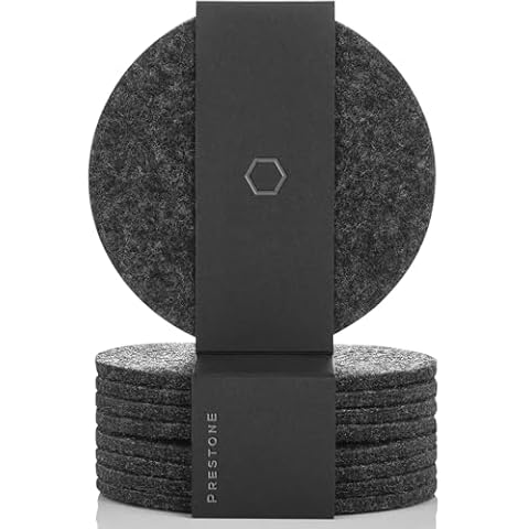 Coasters for Drinks Set of 9, Absorbent Felt Coasters with Double Holder, Unique Phone Coaster, Premium Package, Perfect Housewarming Gift Idea, Protects Furniture (Round, Charcoal) Cover