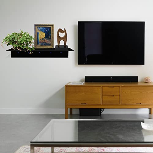 Simond Store Floating Shelf For Under Tv - Floating Tv Stand Wall Mounted- Wall Mount Floating Shelf Tv Console For Dvd Players, Tv Accessories, Games Consoles, Black Shelf (36" X 8" X 2.5") #TOP4