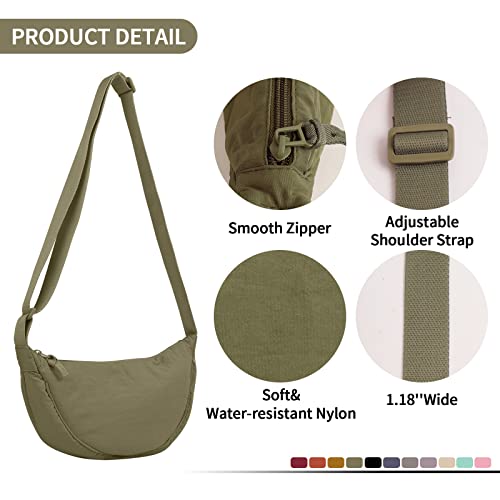 Image of Nylon Crescent Crossbody Bag for Women Men, Small Travel Sling Bag