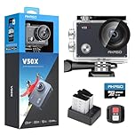 AKASO V50 X Action Camera with 128GB microSDXC Memory Card - Native 4K Wifi Underwater 40M EIS Anti-Shake Cam with Touch Screen, Remote Control, Waterproof Case and Mounting Accessories Kit