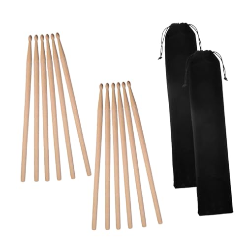 MAGICLULU 2 Juegos de Baquetas de Madera de Arce 5A con 12 Baquetas y 2 Bolsas de Terciopelo para Práctica, Presentación y Accesorios de Percusión para Xilófono miniatura 1