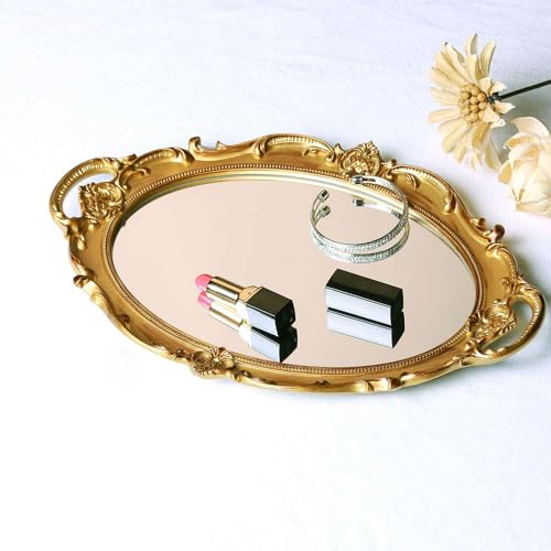 Zosenley UNKNOWN Polyresin Ellipse Antique Decorative Mirror Tray thumb #1