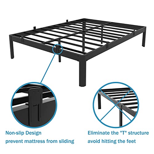 COMASACH California King Bed Frame with Round Corner and Cylinder-Shaped Leg, 3500 lbs Non-Slip Metal Platform Bed Frames No Box Spring Needed, 14 inch Noise-Free Mattress Foundation, Black
