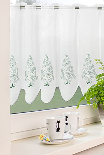 Experience by Omega Scheibengardine Weihnachten Bistrogardine 951 Tannenbaum Weiß Grün Silber 45x160 cm Cover