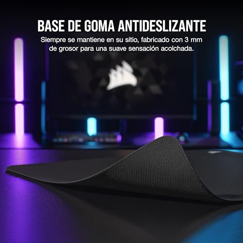 Miniatura 5 de Corsair MM500 v2 Tela Híbrida Alfombrilla de Ratón Grande para Juegos – 45cm x 40cm – Revestimiento a Prueba de Salpicaduras – Bordes Cosidos Antirayas – Base de Goma Antideslizante – Negro