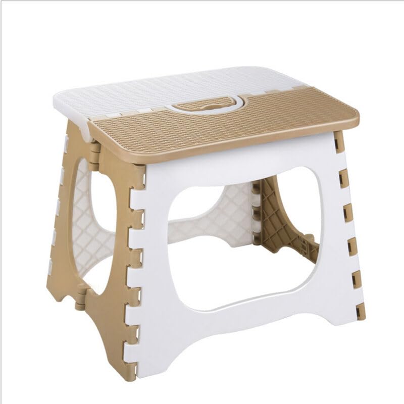 Primega - Taburete plegable de plástico engrosado, color beige y trompeta engrosada, 23 x 17,9 x 19,8, peso 430 g