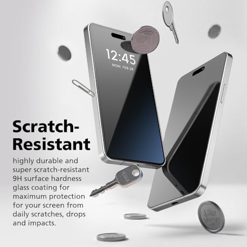 DIACUBE 2 Pack Privacy Screen Protector Compatible with iPhone 13 / iPhone 13 Pro [27° Anti-Spy] Ultra Thin 9H Dual-Glass Coated PET Hybrid Film [Unbreakable] Scratch Resistant, Easy Install with Alignment Jig by Diacube - Image 4