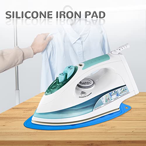 yuntop 2 Pcs Silicone Iron Rest Pads Multipurpose Iron Hot Resistant Mat Protective Pads for Ironing Board, Flat Irons, Curling Irons (Blue)