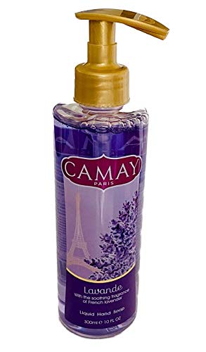 6 x Camay Lavande Flüssighandseife mit beruhigende Duft vom französischen Lavandel 300ml mit Spender Cover