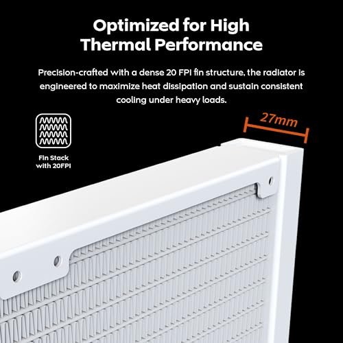 Image of MONTECH LightFlow ARGB 360 CPU Liquid Cooler, 360mm AIO with Infinity Mirror Design, 3100RPM Pump, 3x120mm ARGB Fans, Intel & AMD Support (White)