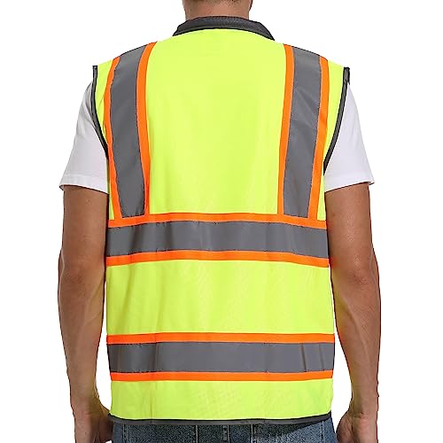 Arcridge Reflective Safety Vest For Men And Women - High Visibility Construction Vest, Class 2 Work Vest With Pockets - Dual Tone Reflective Strips - 3X-Large (Yellow) #TOP3