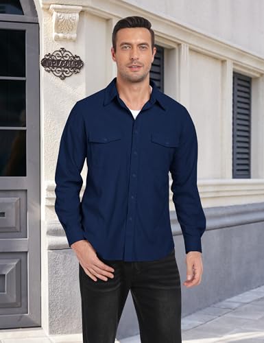 MoFiz Men's Corduroy Shirts Casual Lightweight Jacket Long Sleeve Button Down Shacket Jackets with Pocket2