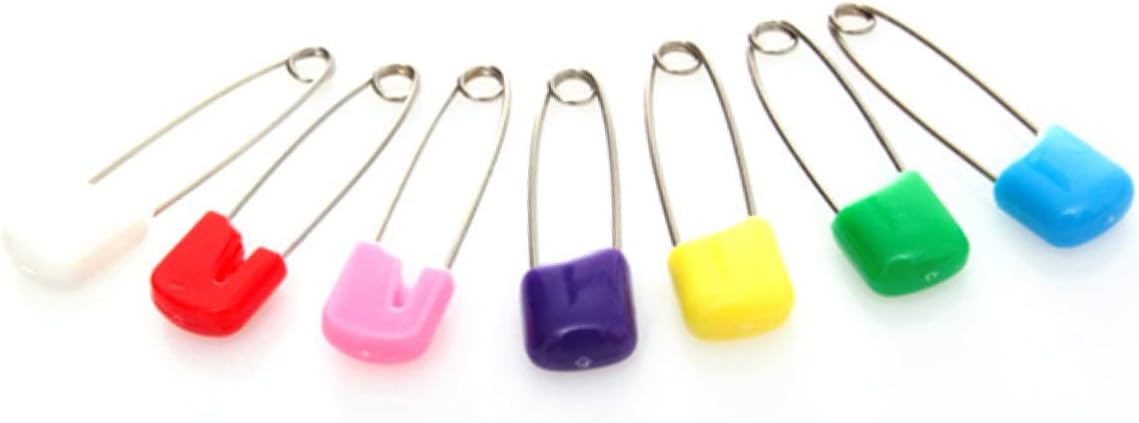24pcs Stainless Steel Pins Assorted Large Locking Plastic Heads Safe for Boys and Girls Adults Diaper Safety Pins