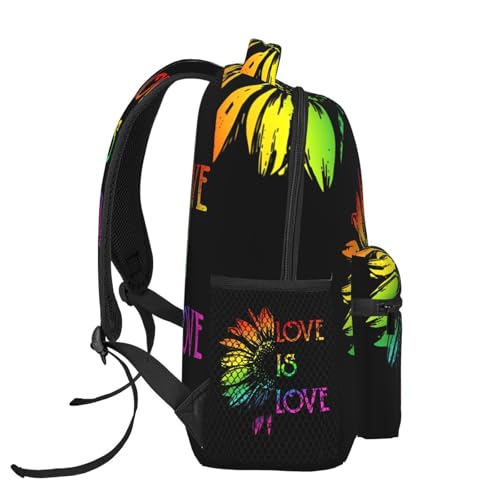 LGBT Rainbow Gay Pride Flag love is love sunflower_86452069 Backpack Large Capacity Lightweight Casual Travel Sports Backpack 11.4X7.8X15.7 inch3