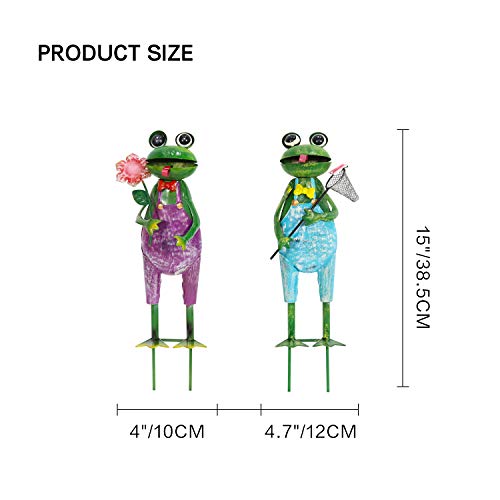 Hongland Metal Frog Garden Decorative Stakes Outdoor Frog Sculptures 3D Frog Figurine For Lawn Patio Yard Garden-2 Pcs #TOP2