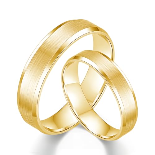 S925/10K/14K/18K Gold Couple Ring Sets, 2pcs Moissanite Wedding Rings Set for Men and Women, Customized His and Hers Matching Promise Bands for Anniversary Engagement Valentine's Day