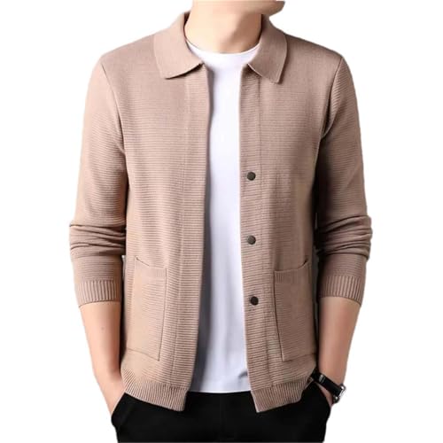 Men Button Front Knit Cardigan Sweater Casual Soft Lightweight Long Sleeve Knitwear with Pockets