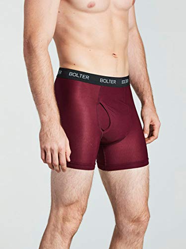 Bolter Men's Nylon Spandex Performance Boxer Briefs (Small, Dark Night)4