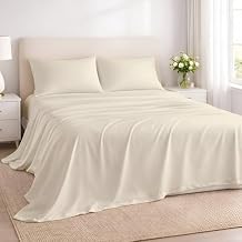 Rajlinen 100% Cotton Twin Pack of 2 Sheets Set, Cooling & Breathable Bed Sheets, 16 Inch Deep Pocket Fitted Sheet with All-Around Elastic, Soft & Durable Bedding Set, Ivory Solid