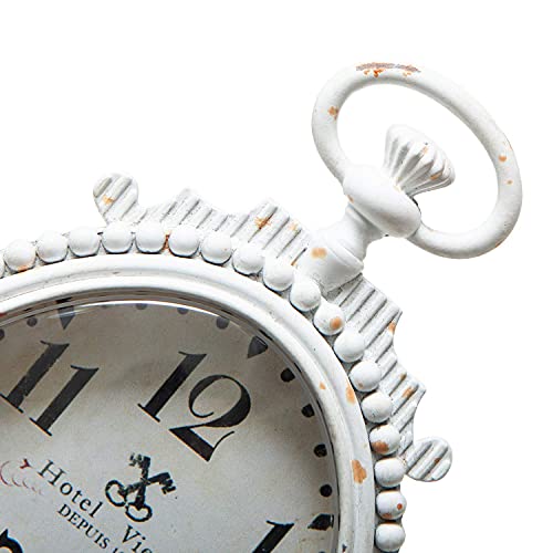 Reloj de mesa vintage con pilas y acabado rústico blanco envejecido 5