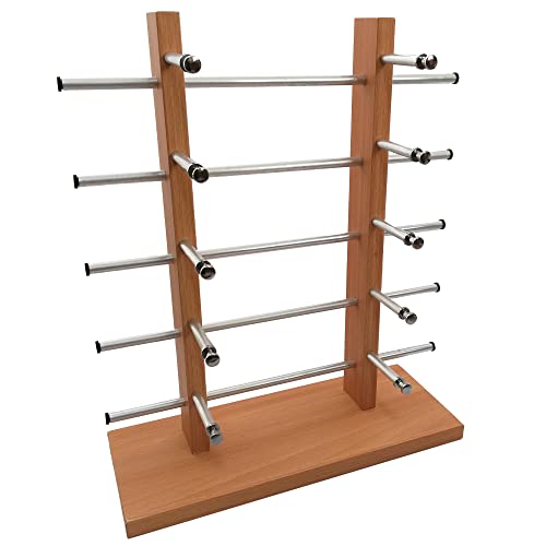 akindou メガネ サングラス 眼鏡 スタンド 掛け ディスプレイ ラック 展示 (10本掛け 白木調 プリント木目)