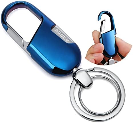 ASSCV Car Keychain with (2 Key Rings and Gift Box) Heavy Duty Car Key chain holder for Men and Women Blue