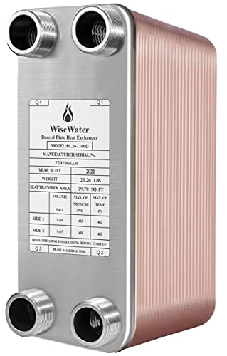 Ab Plate Heat Exchanger, 4"X 12" 100 Plates Water To Water Heat Exchanger, Copper/Ss316L Stainless Steel Brazed Plate Heat Exchanger For Floor Heating, Water Heating, Snow Melting #TOP24