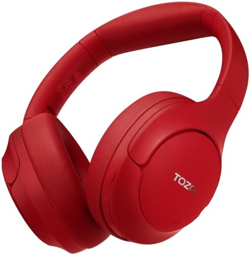 TOZO HT2 Hybrid Active Noise Cancelling Headphones, Wireless Over Ear Bluetooth Headset, 60H Playtime, Hi-Res Audio Custom EQ via App Deep Bass Comfort Fit Ear Cups, for Home Office Travel