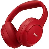 TOZO HT2 Hybrid Active Noise Cancelling Wireless Headphones, 60H Playtime Lossless Audio Over Ear Bluetooth Headphones, Hi-Res Audio Deep Bass Foldable Lightweight Headset for Workout Dark Red