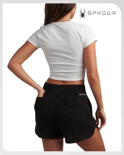 Spyder Womens Shorts - Lightweight Breathable Woven Pull On Shorts for Women with Side Pockets for Casual Daily Wear2