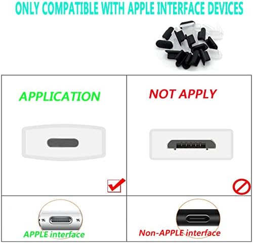 CKANDAY 10 Pairs Dust Plugs Set Compatible with iPhone 13, 12, 11, X, XS, XR, 8, 7, Plus, Pro, Max, Mini, iPad, Air Pods Charging Port and Earphone Jack, Silicone Anti-Dust Pluggy Caps, Flat Design