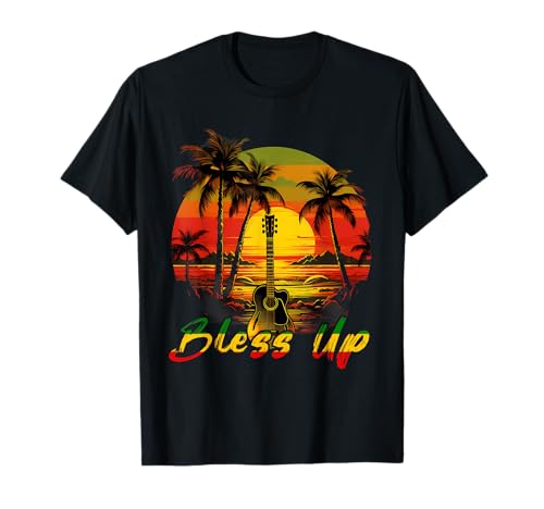 Reggae Music Guitar Rasta Pride Jamaica Rasta Reggae Sunset T-Shirt